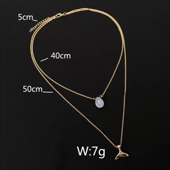 Fish Tail  Gem Necklace - Picture 2 of 4